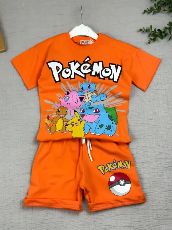 Çocuk Takım Pokemon Baskılı 3-8 Yaş Arası Turunu
