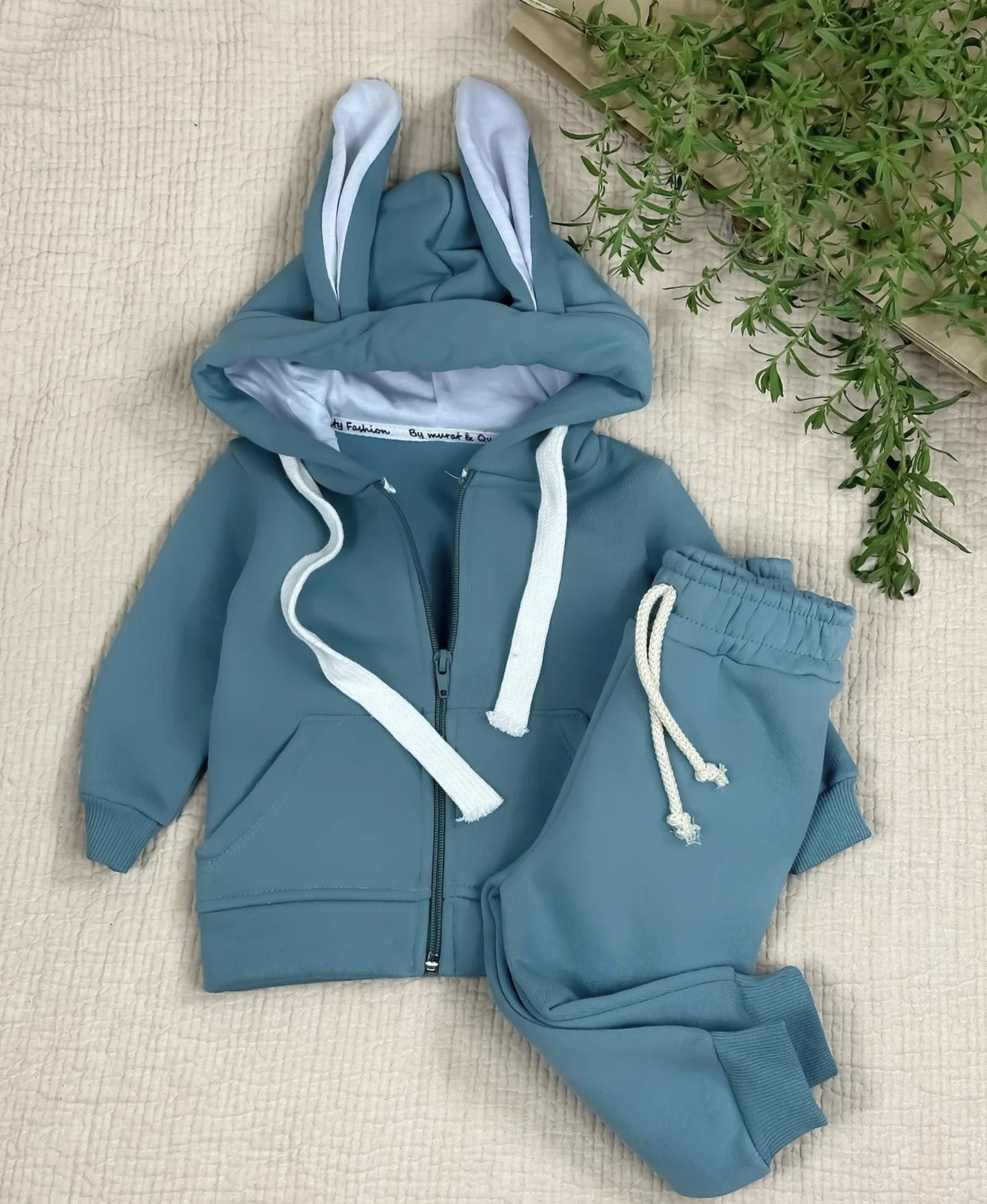 Bebek Takım Hırkalı Tavşan Model 9-24 Ay Arası Yeşil 
