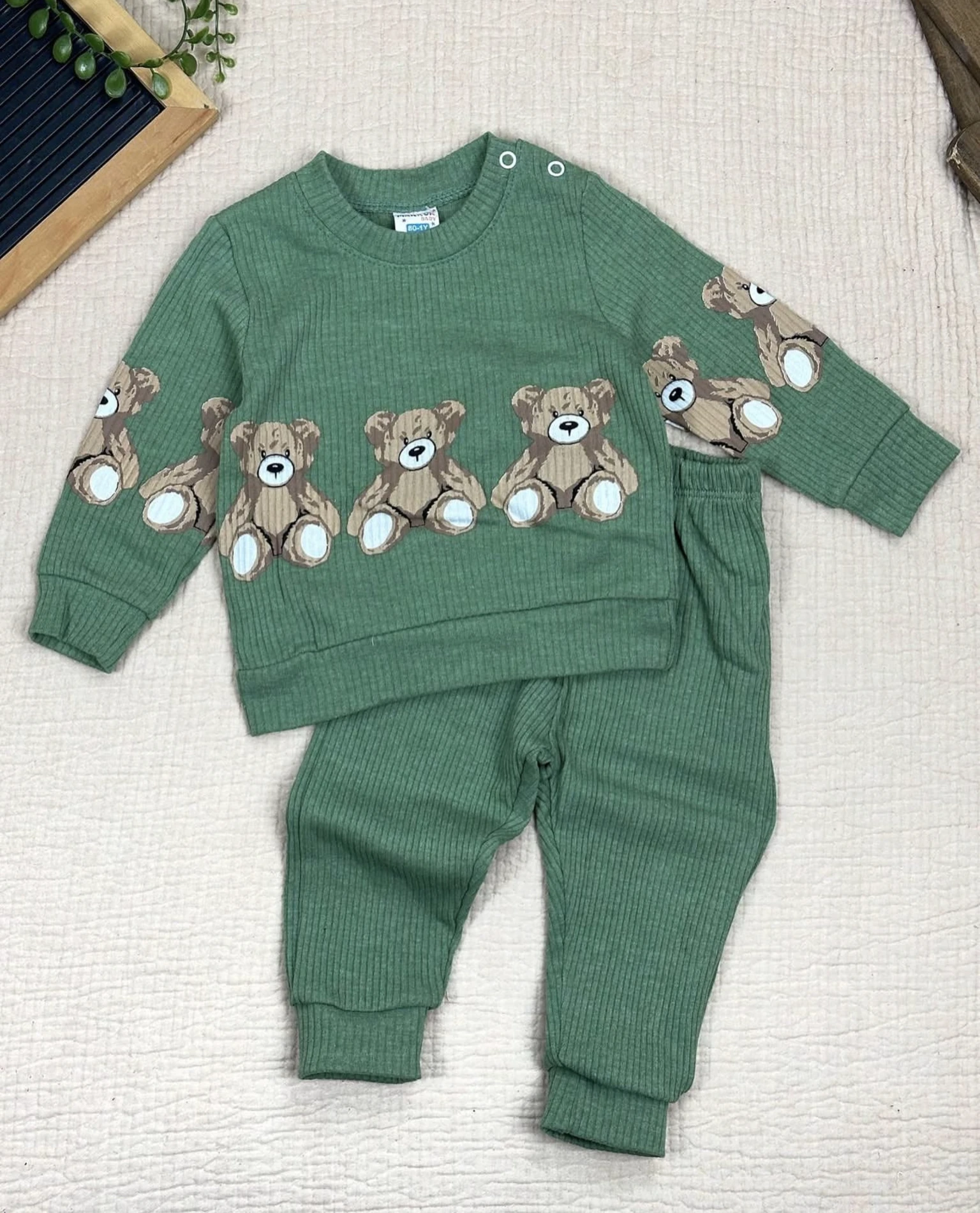 Bebek Takım Sevimli Ayılar 9-18 Ay Arası Yeşil 