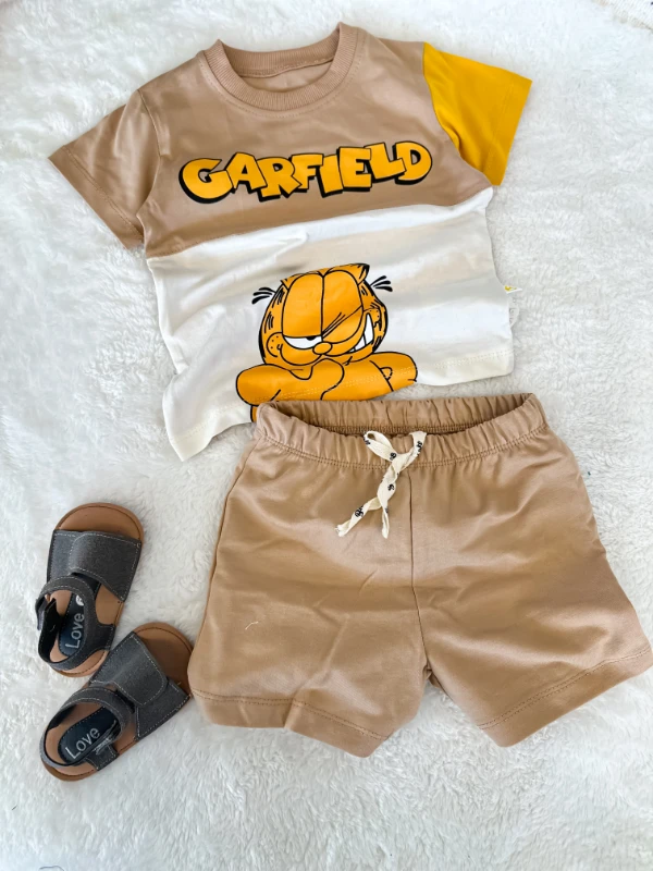 Bebek Takım Garfield Baskılı Kahve 2-5 Yaş