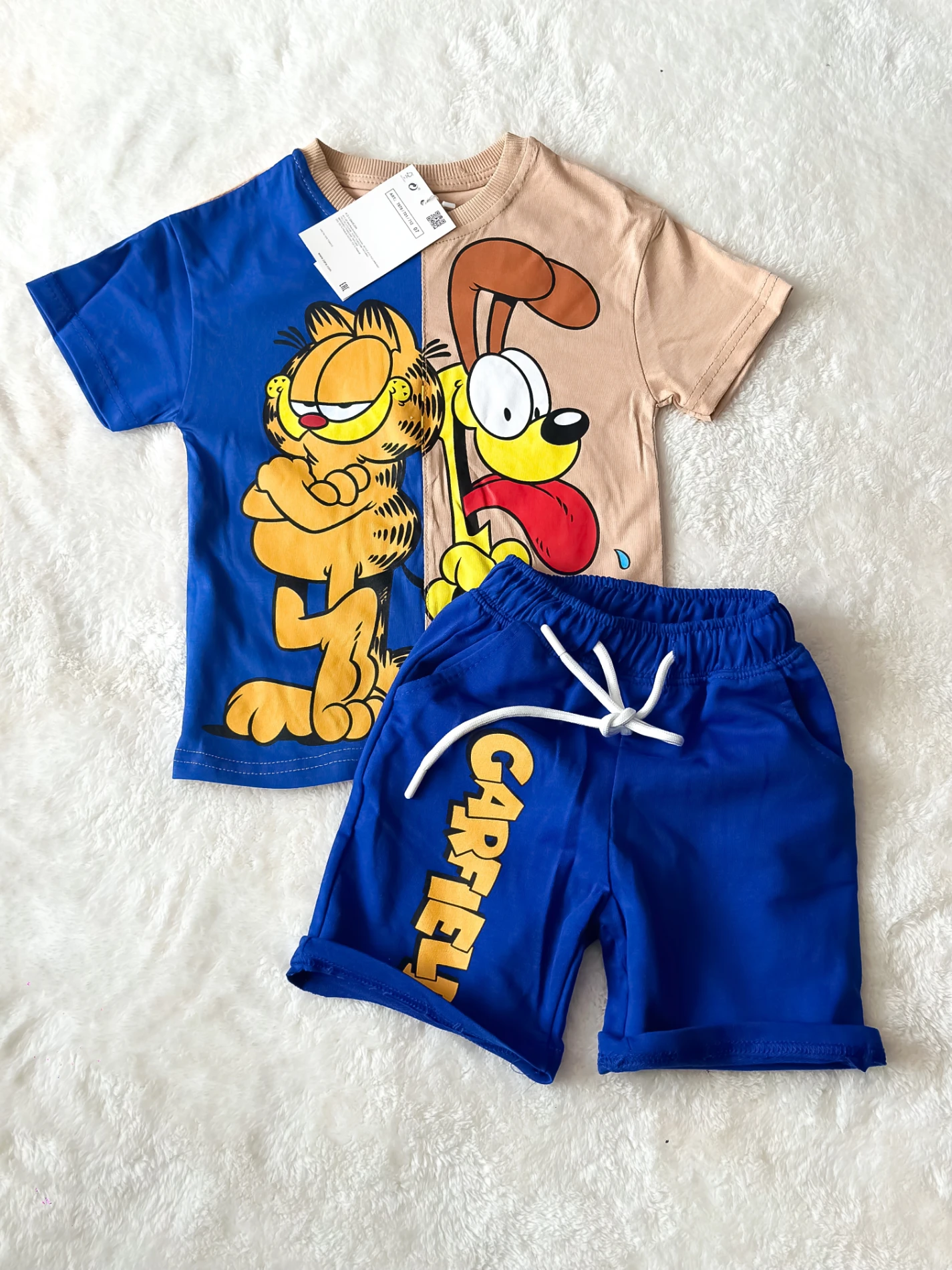 Çocuk Takım Garfield Baskılı Mavi 3-8 Yaş Arası 