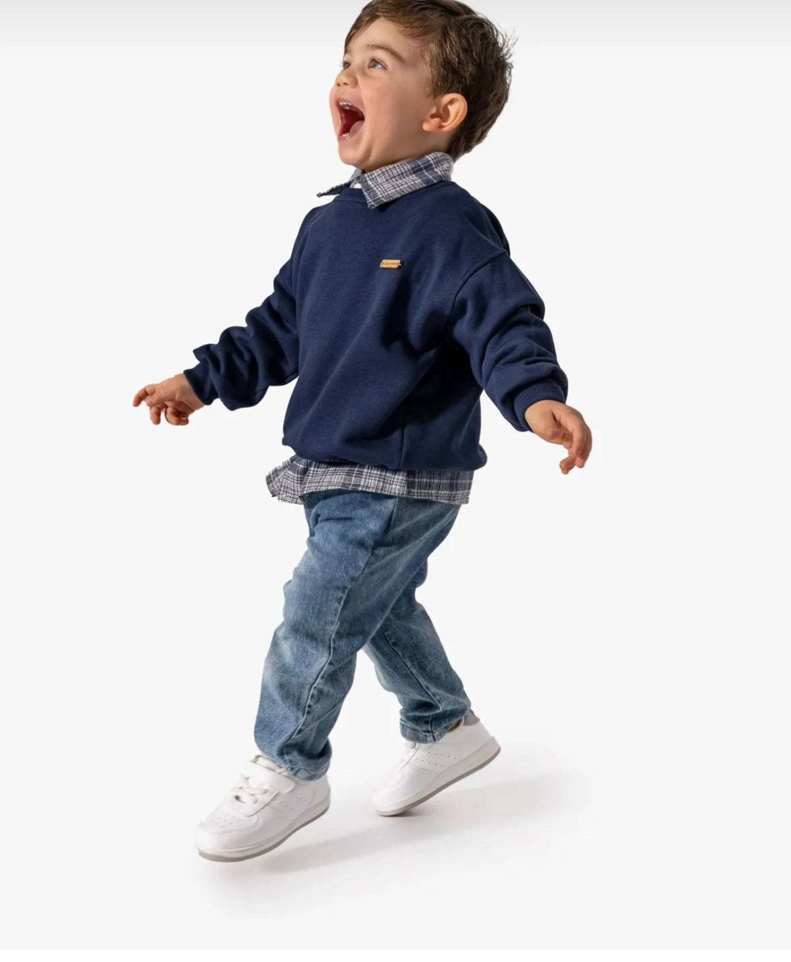 Bebek Takım Gömlek Sweatshirt Ve Kot Pantolon 3 Lü Takım 1/3 Yaş Arası 