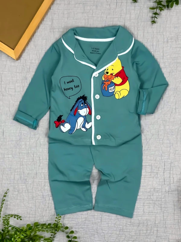 Çocuk Pijama Takım Düğmeli 1/4 Yaş Arası Yeşil