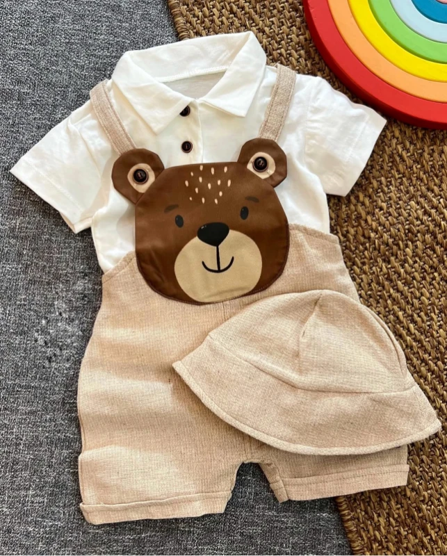 Bebek Salopet Şapkalı Badili Ayıcık Detay  6/24 Ay Arası