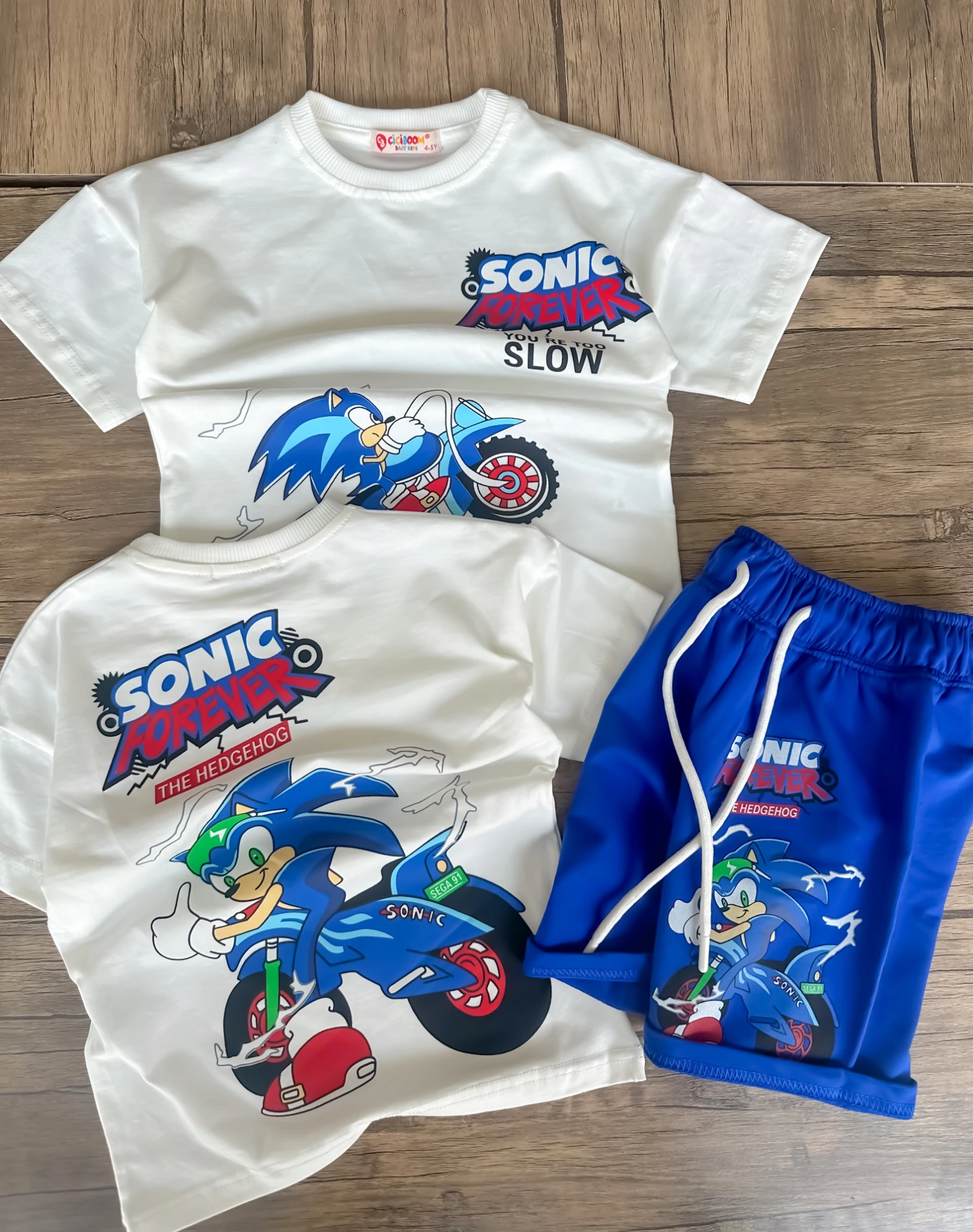 Çocuk Takım  Sonic Baskılı 3-8 Yaş Arası Mavi 