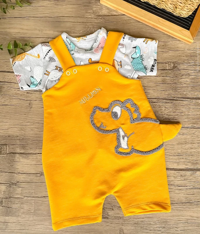 Bebek Salopet Dino İşlemeli 3-9 Ay Arası
