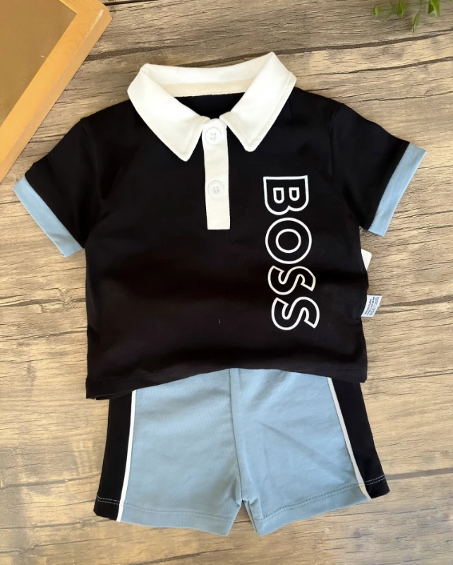 Çocuk Takım Boss Baskılı 2/5 Yaş Arası Siyah