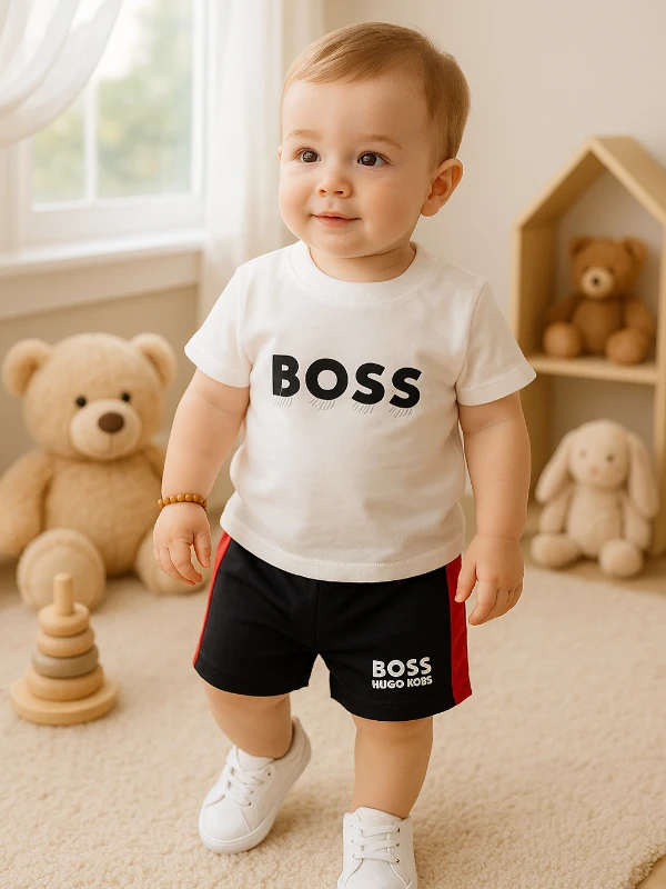 Bebek  Takım Boss Baskılı 6/24Ay Arası Beyaz